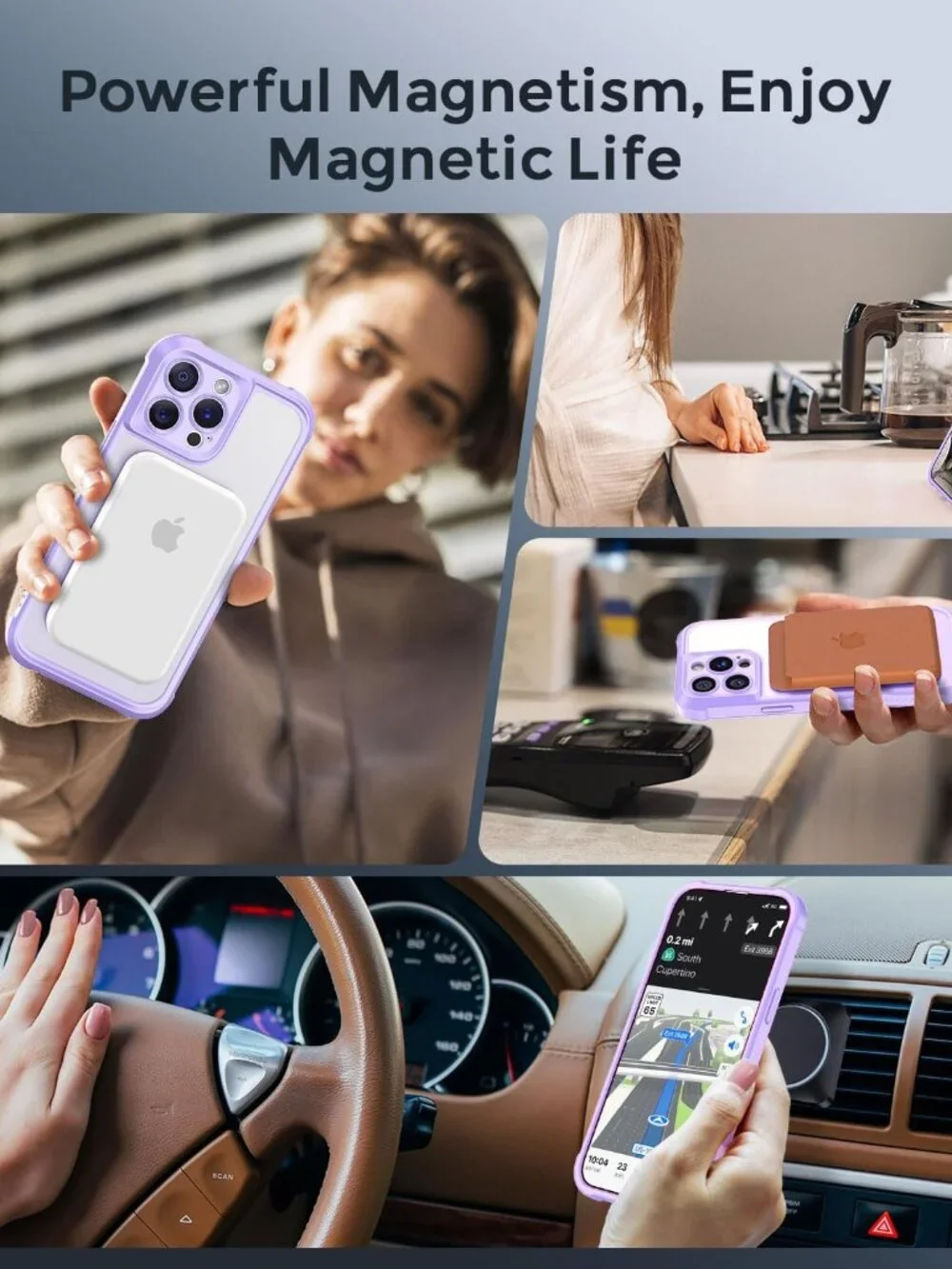 MOCCA iPhone 14 Pro Case MagSafe Invisible Stand Shockproof Light Purple